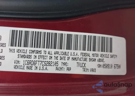 2012 Ram 1500 St из США, поврежденный, VIN 1C6RD6FT7CS282105